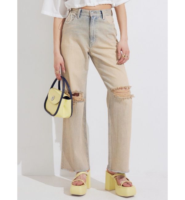 EVRIS「ダメージワイドヴィンテージライクデニムパンツ」|デニム|