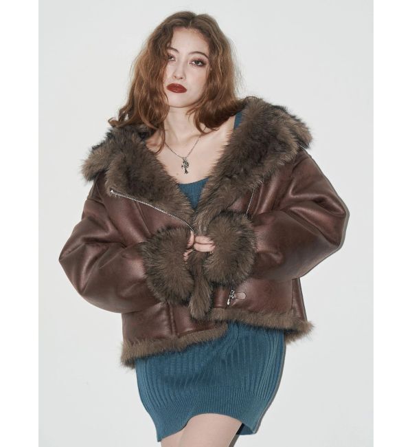 EVRIS「【SNSでバズり中】リバーシブルフェイクファーブルゾン」|ブルゾン・スタジャン|