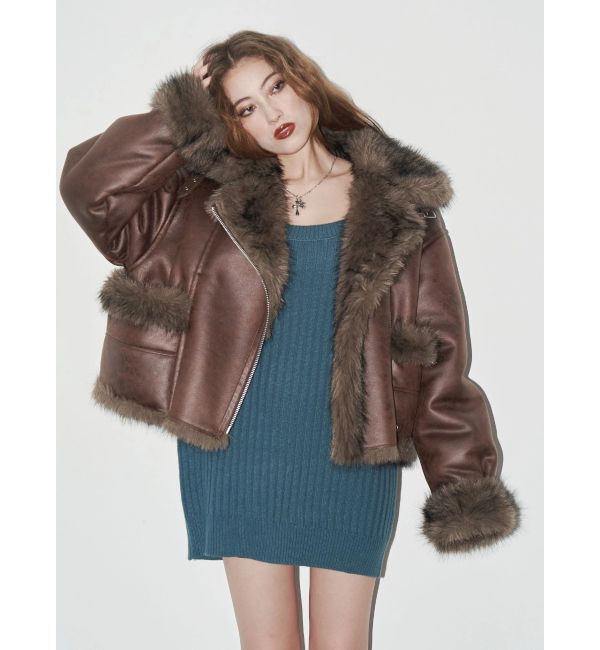 EVRIS「【SNSでバズり中】リバーシブルフェイクファーブルゾン」|ブルゾン・スタジャン|