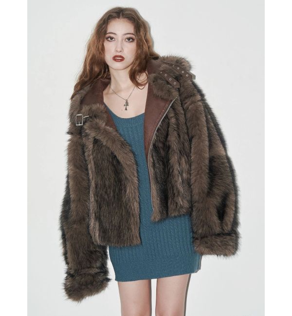 EVRIS「【SNSでバズり中】リバーシブルフェイクファーブルゾン」|ブルゾン・スタジャン|