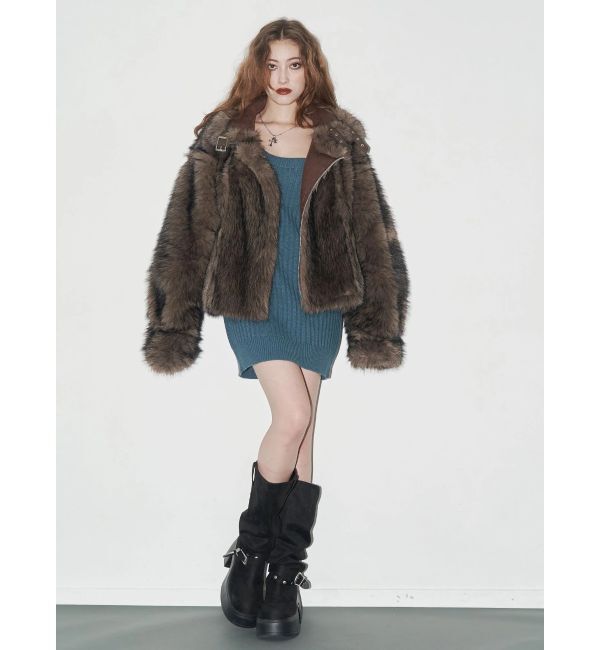 EVRIS「【SNSでバズり中】リバーシブルフェイクファーブルゾン」|ブルゾン・スタジャン|