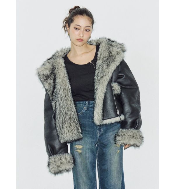 EVRIS「【SNSでバズり中】リバーシブルフェイクファーブルゾン」|ブルゾン・スタジャン|