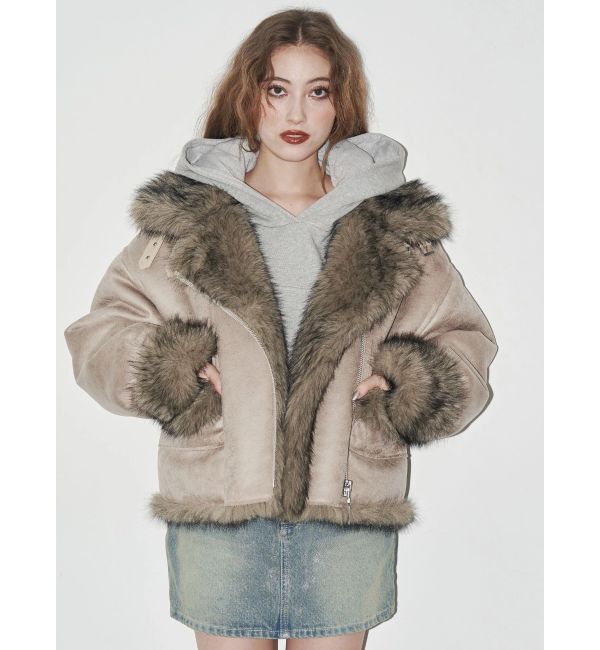 EVRIS「【SNSでバズり中】リバーシブルフェイクファーブルゾン」|ブルゾン・スタジャン|