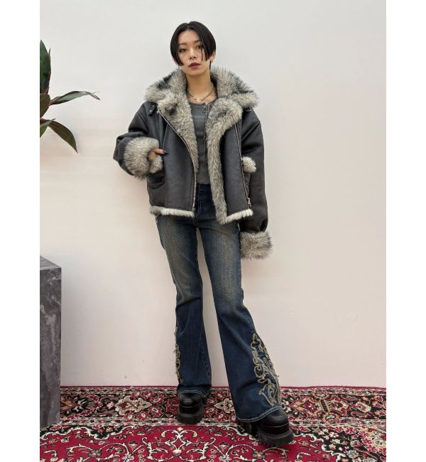 EVRIS「【SNSでバズり中】リバーシブルフェイクファーブルゾン」|ブルゾン・スタジャン|