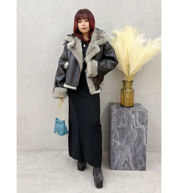 EVRIS「【SNSでバズり中】リバーシブルフェイクファーブルゾン」|ブルゾン・スタジャン|