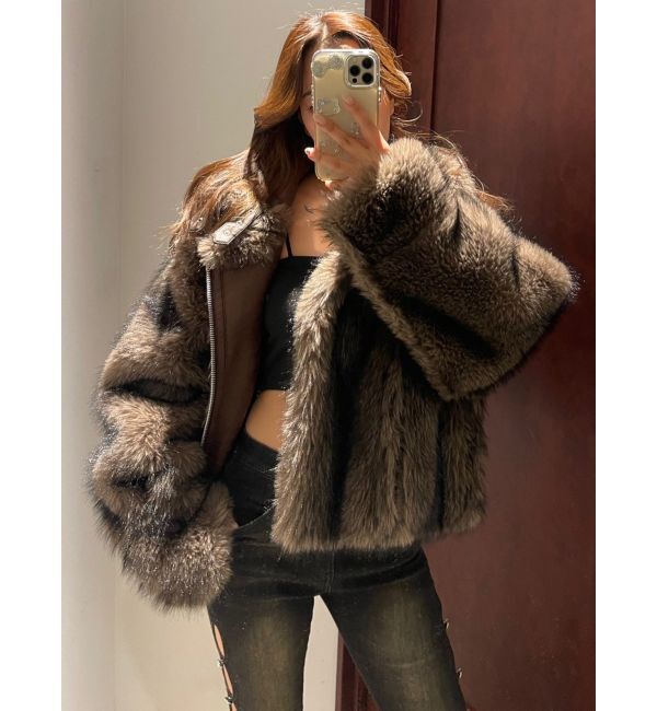 EVRIS「【SNSでバズり中】リバーシブルフェイクファーブルゾン」|ブルゾン・スタジャン|