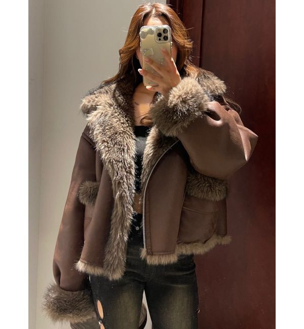 EVRIS「【SNSでバズり中】リバーシブルフェイクファーブルゾン」|ブルゾン・スタジャン|