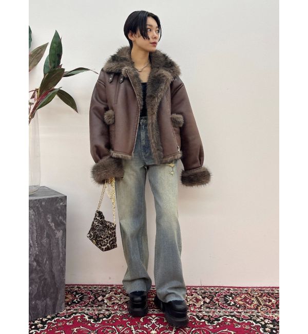 EVRIS「【SNSでバズり中】リバーシブルフェイクファーブルゾン」|ブルゾン・スタジャン|