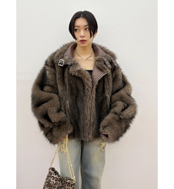 EVRIS「【SNSでバズり中】リバーシブルフェイクファーブルゾン」|ブルゾン・スタジャン|