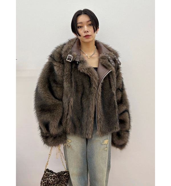 EVRIS「【SNSでバズり中】リバーシブルフェイクファーブルゾン」|ブルゾン・スタジャン|