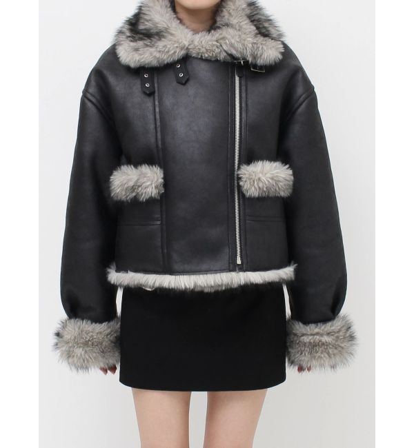 EVRIS「【SNSでバズり中】リバーシブルフェイクファーブルゾン」|ブルゾン・スタジャン|