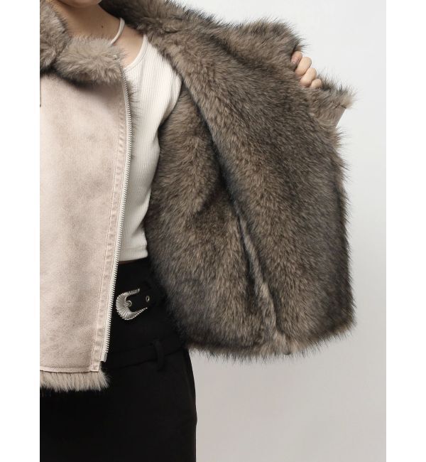 EVRIS「【SNSでバズり中】リバーシブルフェイクファーブルゾン」|ブルゾン・スタジャン|