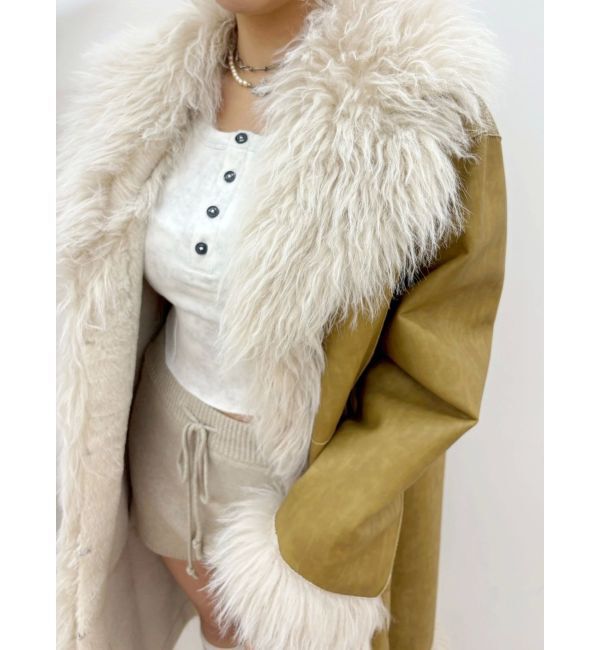 EVRIS「フェイクファームートンロングコート」|その他|