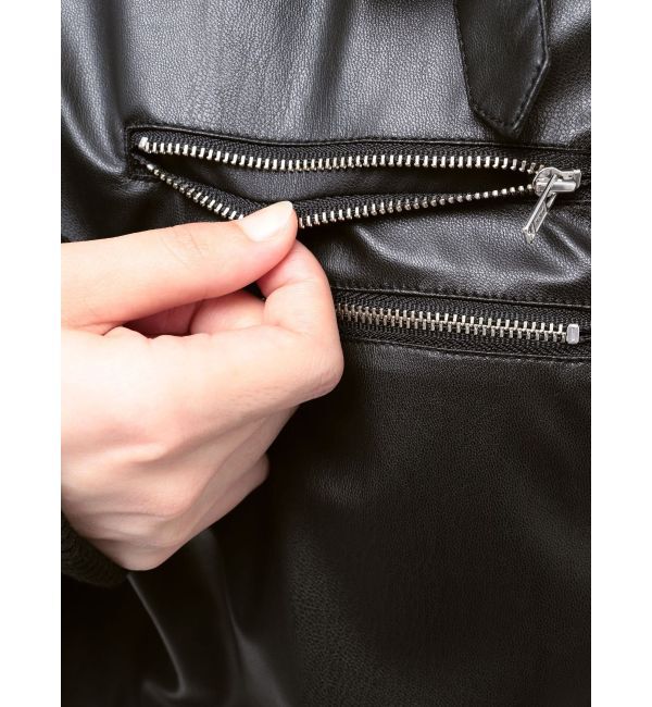 jouetie「フェイクレザーライダースMA-1ジャケット」|ブルゾン・スタジャン|