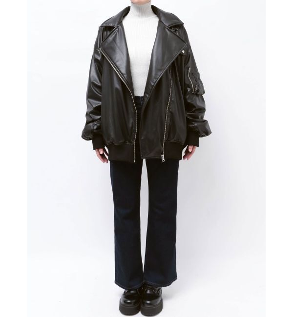 jouetie「フェイクレザーライダースMA-1ジャケット」|ブルゾン・スタジャン|