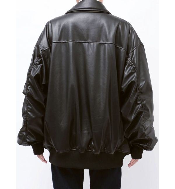 jouetie「フェイクレザーライダースMA-1ジャケット」|ブルゾン・スタジャン|