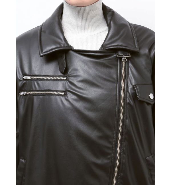 jouetie「フェイクレザーライダースMA-1ジャケット」|ブルゾン・スタジャン|