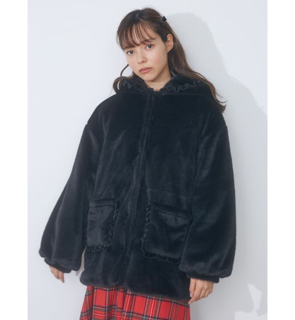 merry jenny「フリルフードフェイクファージャケット」|その他|