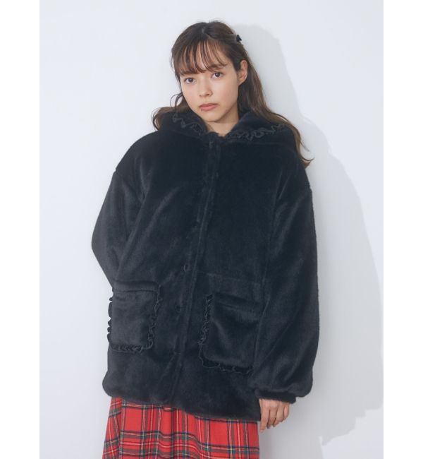 merry jenny「フリルフードフェイクファージャケット」|その他|
