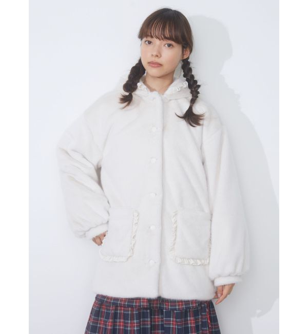 merry jenny「フリルフードフェイクファージャケット」|その他|