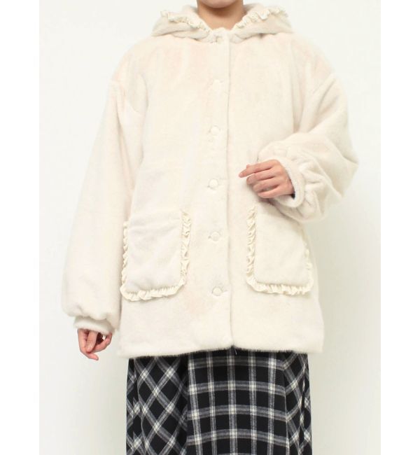 merry jenny「フリルフードフェイクファージャケット」|その他|