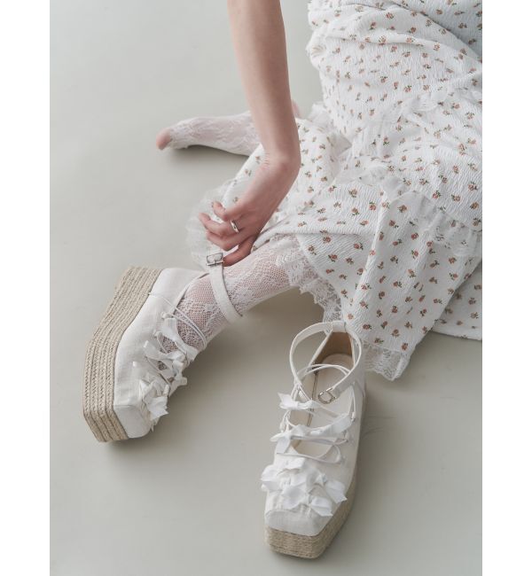 merry jenny「ribbon balletジュートウェッジサンダル」|サンダル|