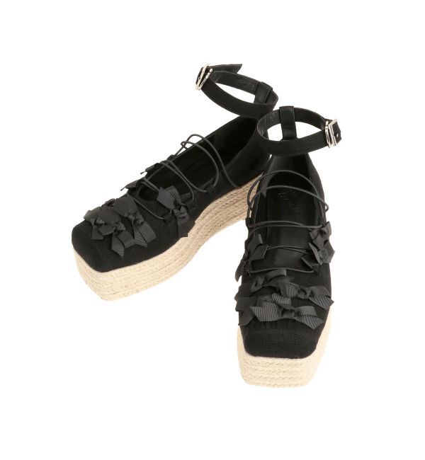 merry jenny「ribbon balletジュートウェッジサンダル」|サンダル|