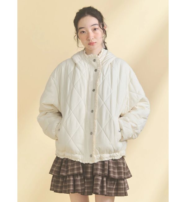 merry jenny「フリルキルティングフードジャケット」|ダウン|