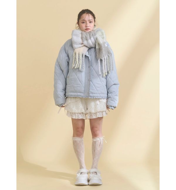 merry jenny「フリルキルティングフードジャケット」|ダウン|