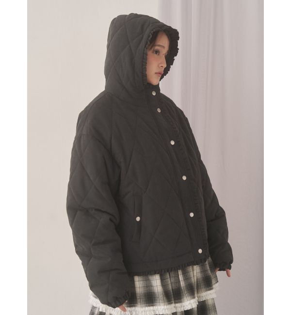 merry jenny「フリルキルティングフードジャケット」|ダウン|