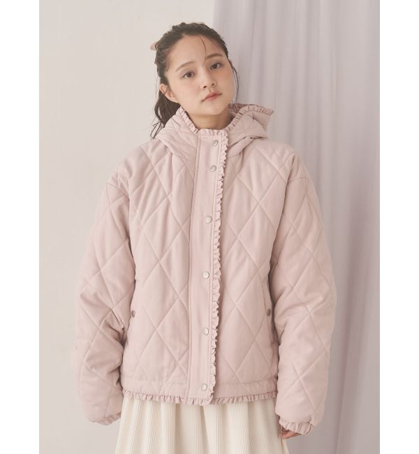 merry jenny「フリルキルティングフードジャケット」|ダウン|