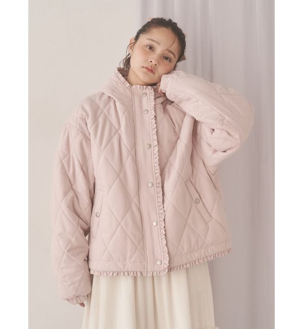 merry jenny「フリルキルティングフードジャケット」|ダウン|