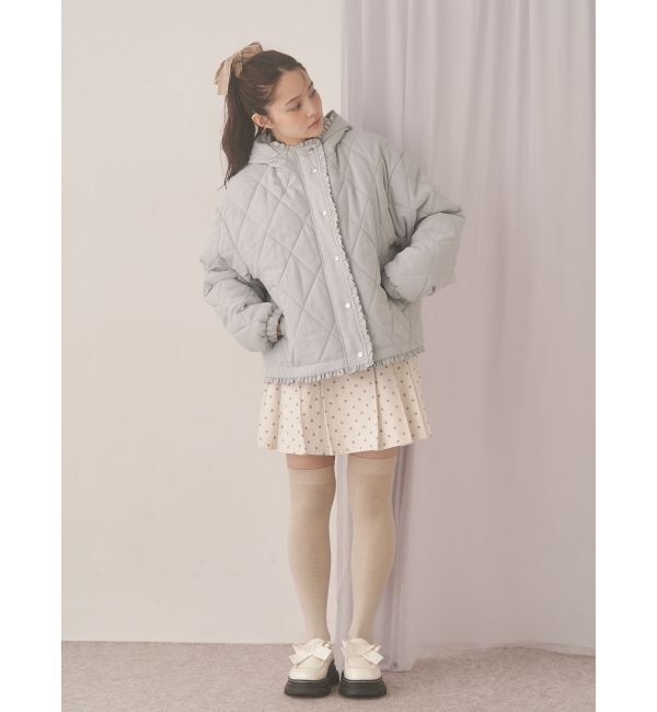 merry jenny「フリルキルティングフードジャケット」|ダウン|