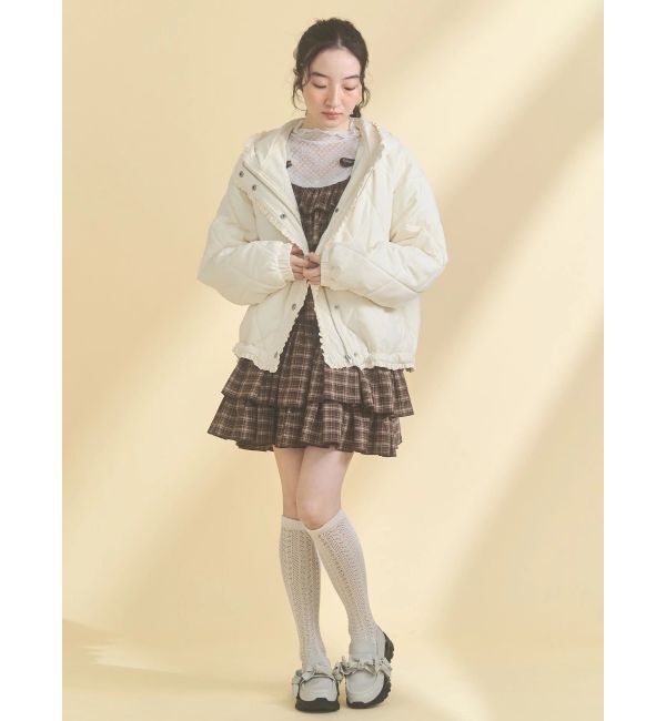 merry jenny「フリルキルティングフードジャケット」|ダウン|