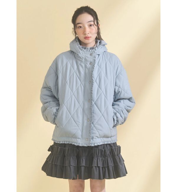 merry jenny「フリルキルティングフードジャケット」|ダウン|