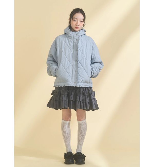 merry jenny「フリルキルティングフードジャケット」|ダウン|