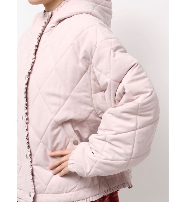 merry jenny「フリルキルティングフードジャケット」|ダウン|