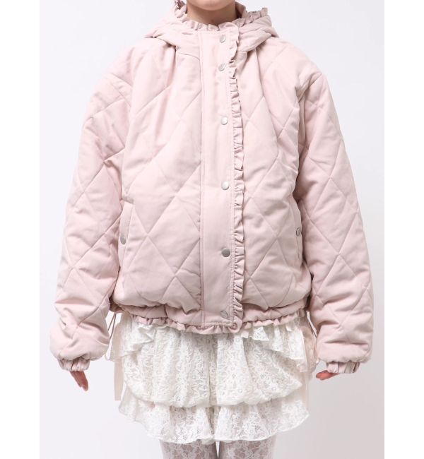 merry jenny「フリルキルティングフードジャケット」|ダウン|