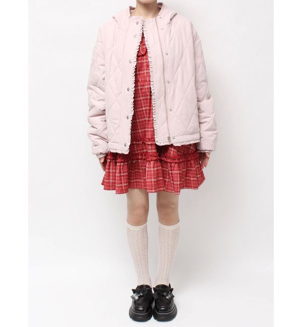 merry jenny「フリルキルティングフードジャケット」|ダウン|