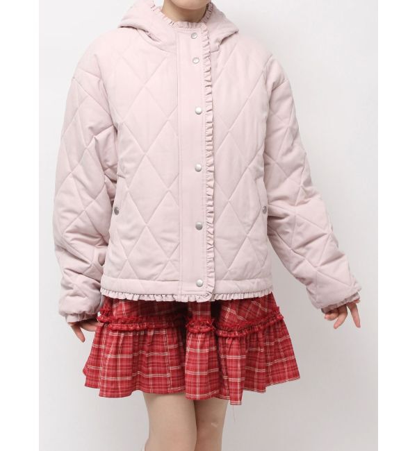 merry jenny「フリルキルティングフードジャケット」|ダウン|