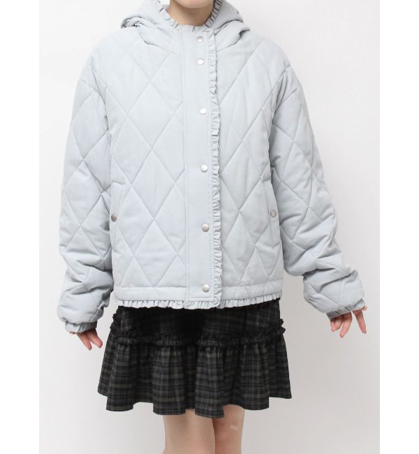 merry jenny「フリルキルティングフードジャケット」|ダウン|