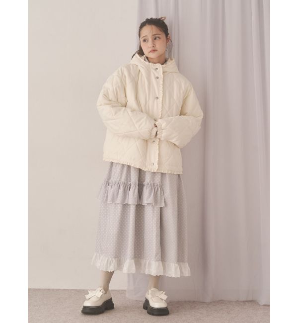 merry jenny「フリルキルティングフードジャケット」|ダウン|