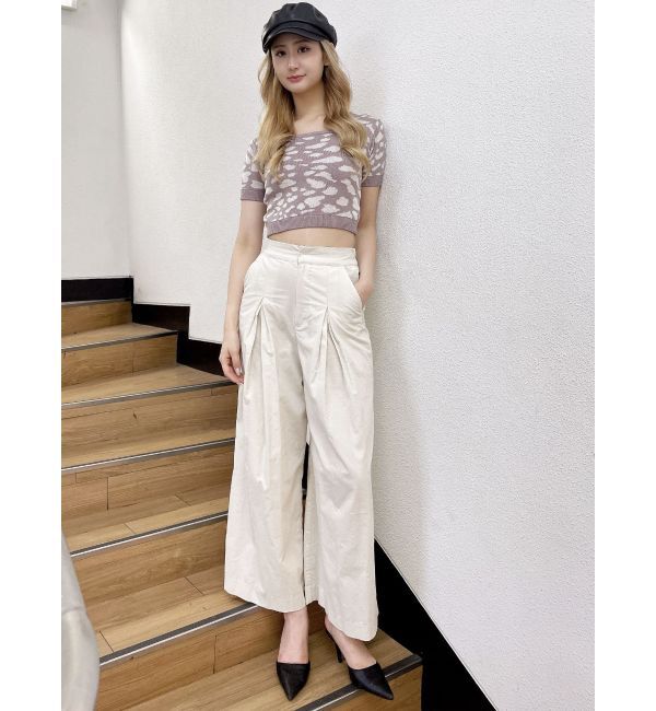 GYDA「2WAYレオパードハーフスリーブニットトップス」|ニット・セーター|