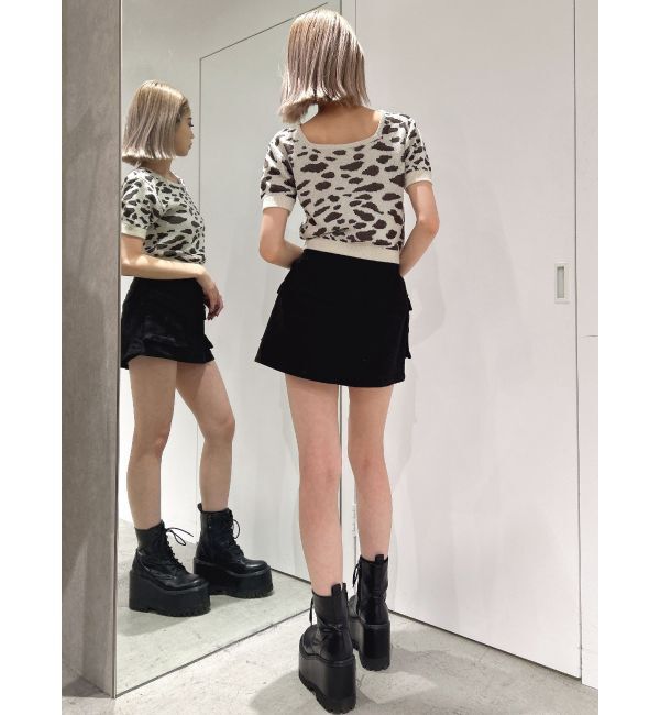 GYDA「2WAYレオパードハーフスリーブニットトップス」|ニット・セーター|