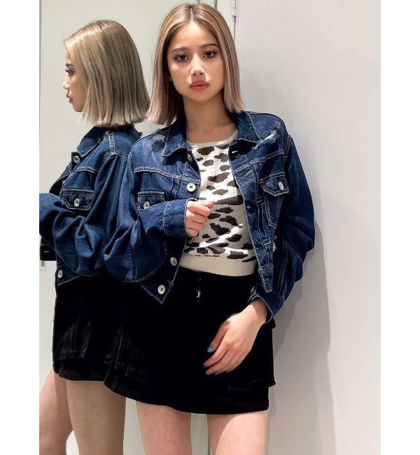 GYDA「2WAYレオパードハーフスリーブニットトップス」|ニット・セーター|