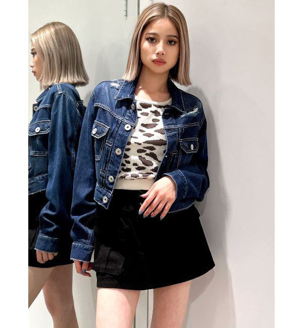 GYDA「2WAYレオパードハーフスリーブニットトップス」|ニット・セーター|