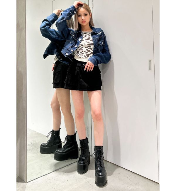 GYDA「2WAYレオパードハーフスリーブニットトップス」|ニット・セーター|