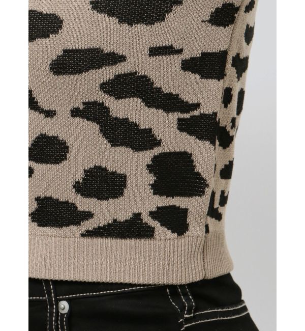GYDA「2WAYレオパードハーフスリーブニットトップス」|ニット・セーター|
