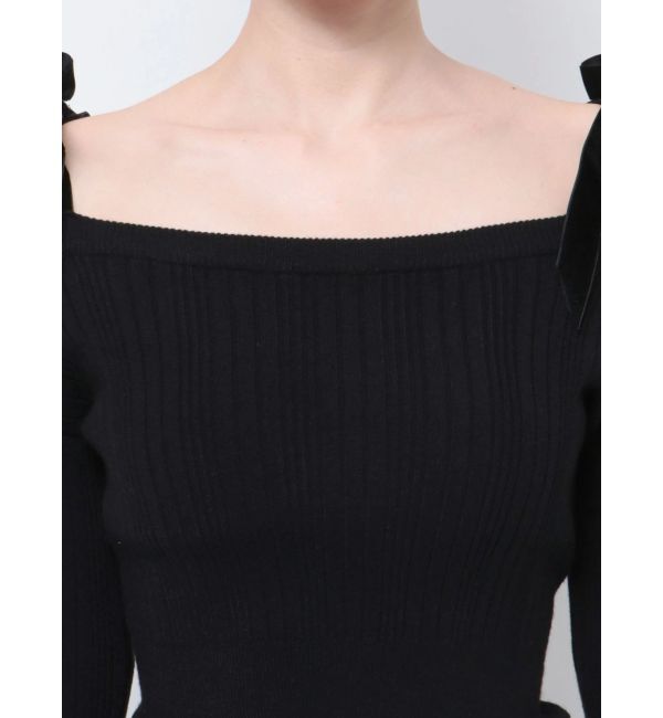 GYDA「ベロアリボンオフショルニットトップス」|ニット・セーター|