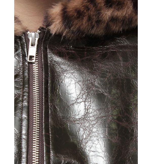 GYDA「Hoodie Fake Leatherコート」|ブルゾン・スタジャン|